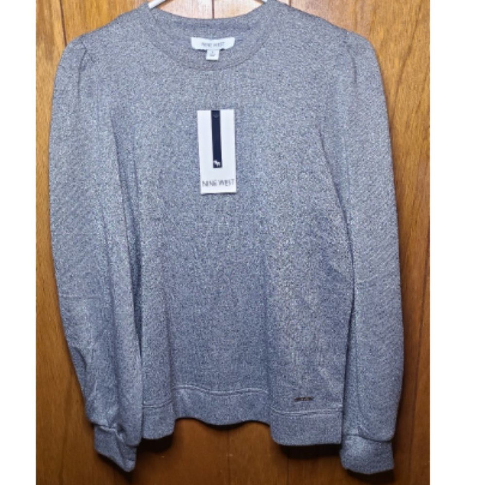 Nine West Grey Heather/silver knit top